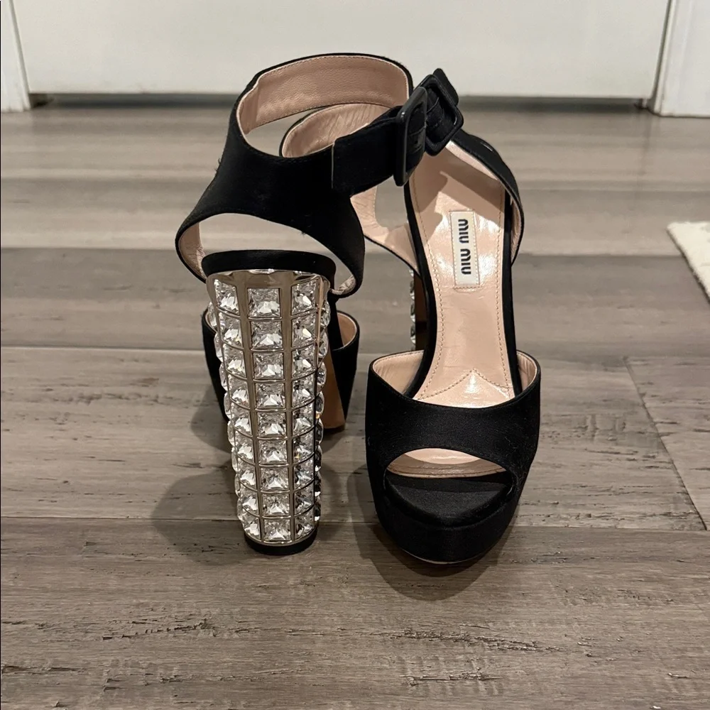 Miu Miu Black Heels with Crystal Embellishments - Picture 1 of 4